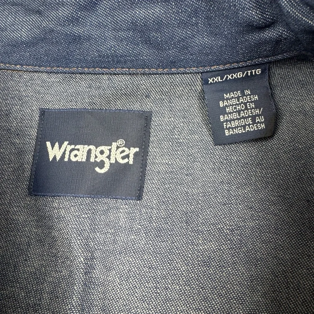 Wrangler Denim Pearl Snap Western Work Shirt Mens 2XL Cowboy Long‎ Sleeve NWT